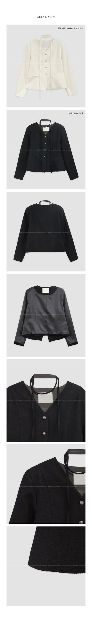 (2 colors) Collarless Line Jacket
