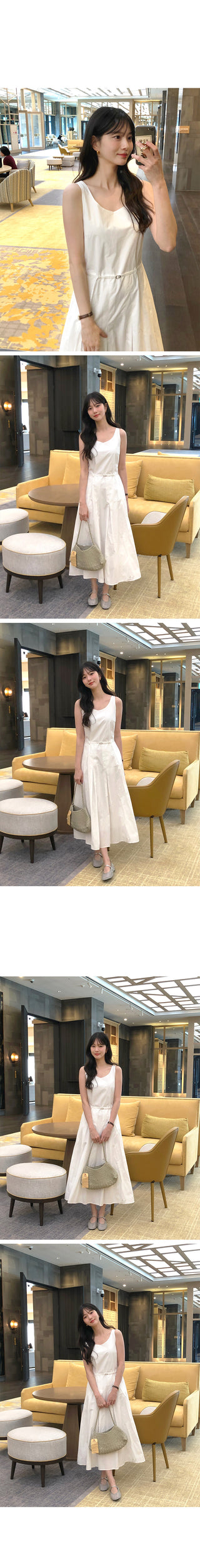 Frilled pleated camisole long dress