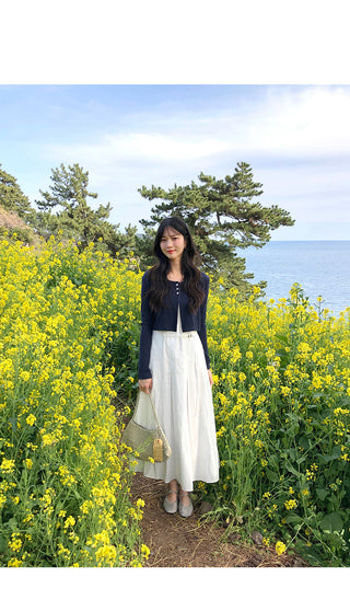 Frilled pleated camisole long dress