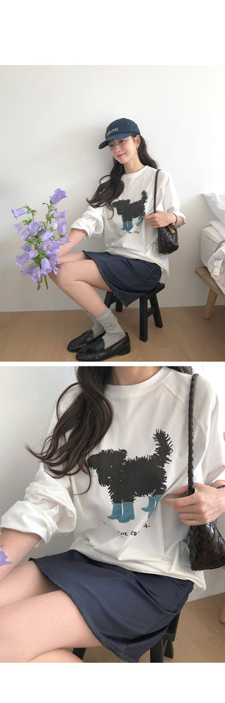 Printed long-sleeved T-shirt