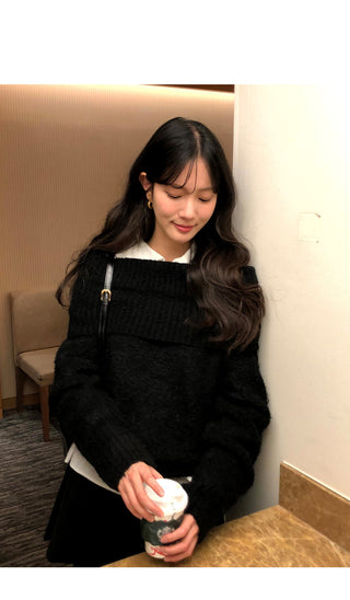 (2 colors) Wide collar blouse