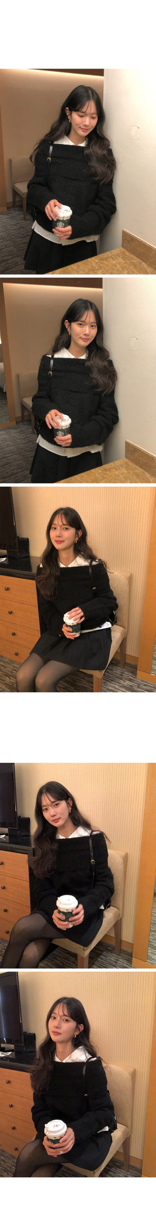 (2 colors) Wide collar blouse