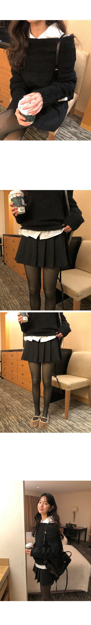(2 colors) Wide collar blouse