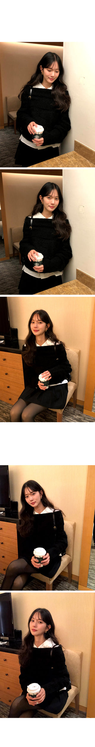 (2 colors) Wide collar blouse