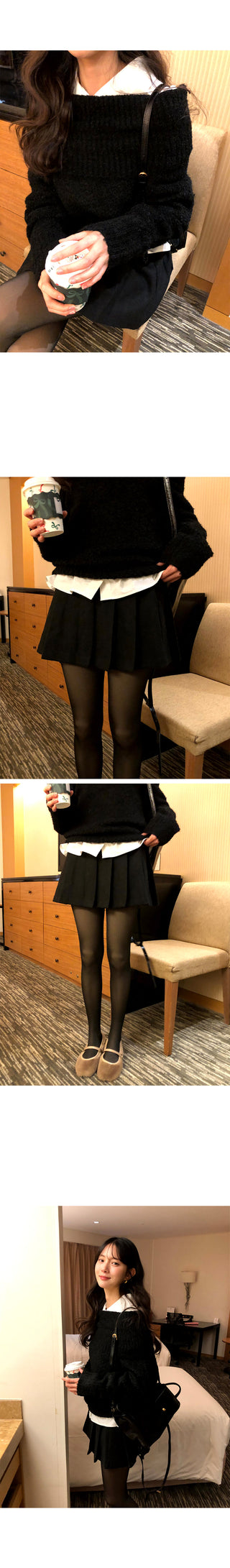 (2 colors) Wide collar blouse