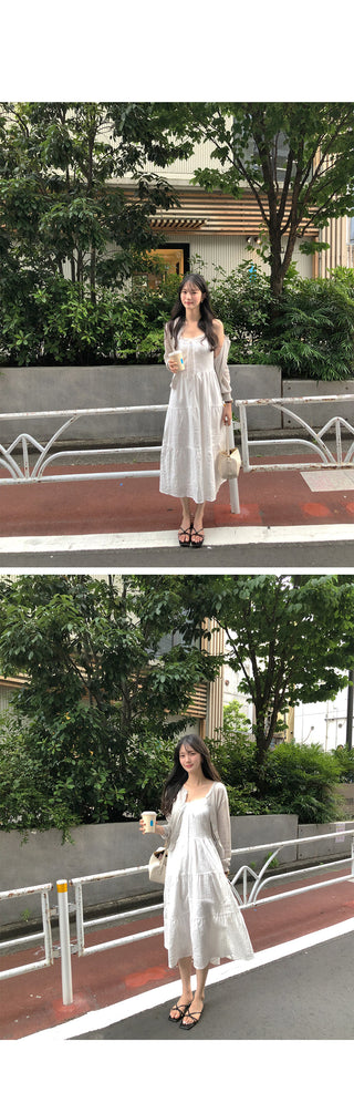 Lace sleeveless long dress