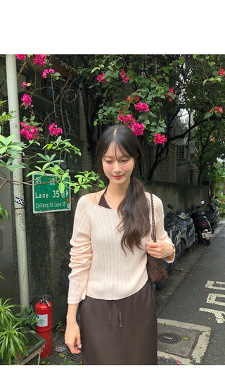[3 colors] Ribbed Cropped Knit