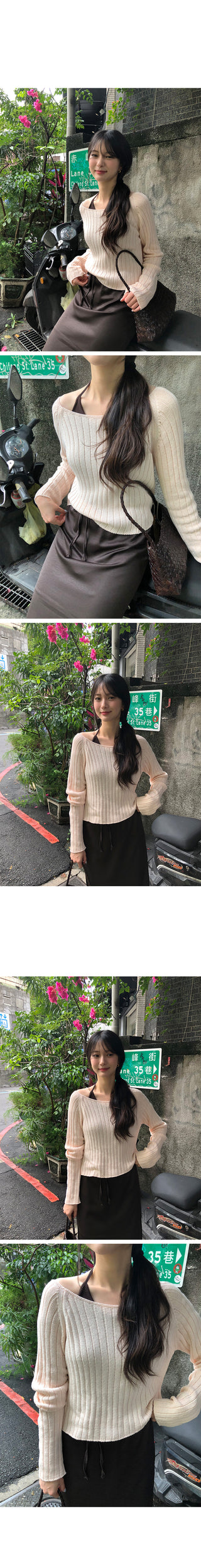 [3 colors] Ribbed Cropped Knit