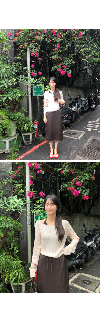 [3 colors] Ribbed Cropped Knit