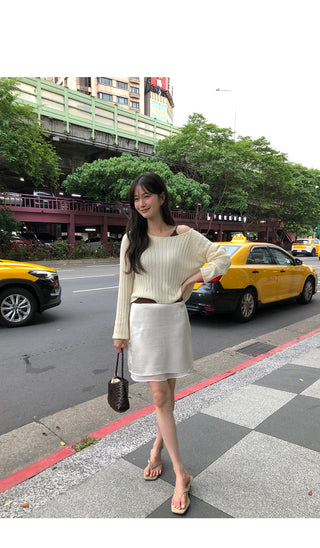 [3 colors] Ribbed Cropped Knit