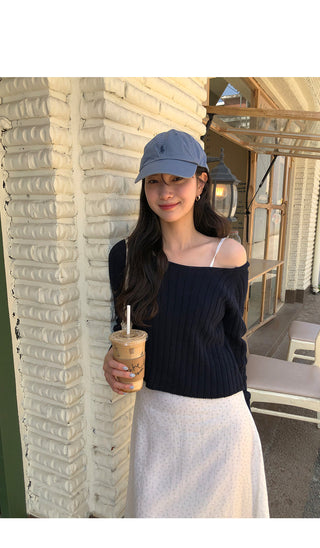 [3 colors] Ribbed Cropped Knit