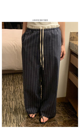 (3 colors) Two-tone wide-leg pants