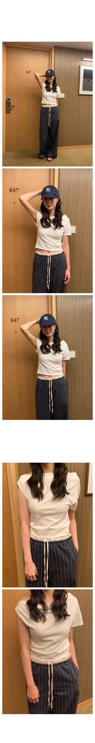 (3 colors) Two-tone wide-leg pants