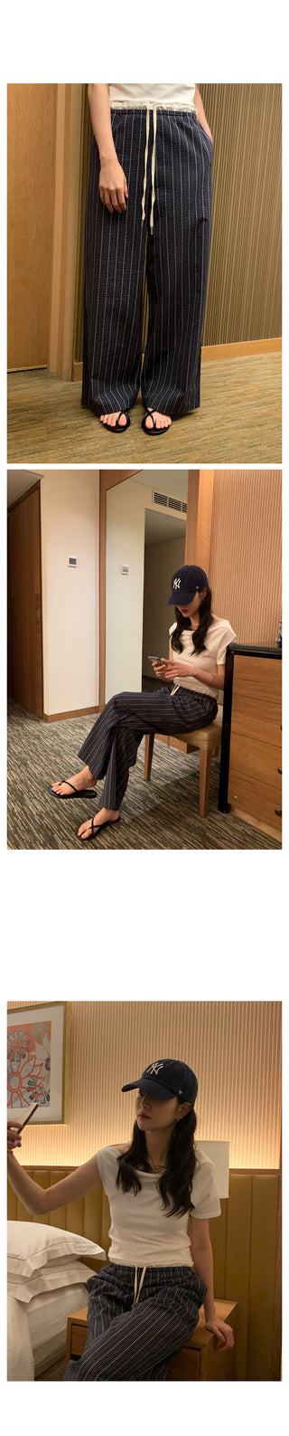 (3 colors) Two-tone wide-leg pants