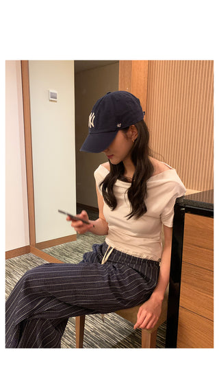 (3 colors) Two-tone wide-leg pants
