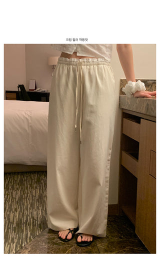 (3 colors) Two-tone wide-leg pants