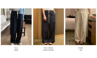 (3 colors) Two-tone wide-leg pants