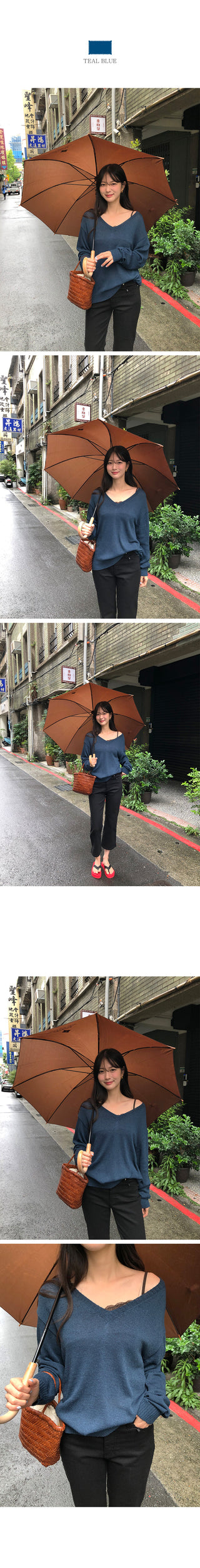 [4 colors] V-neck sleeveless knit