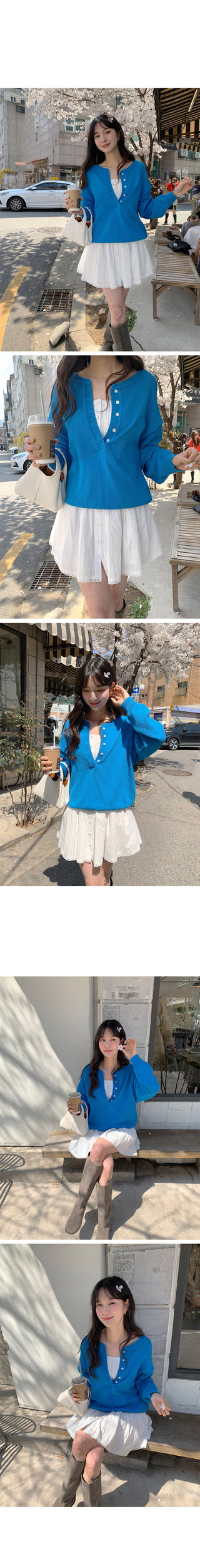 Henley neck loose knit