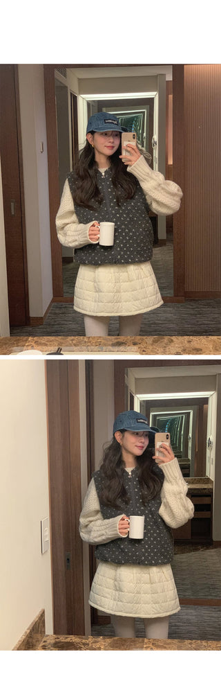 (3 colors) Quilted Down Mini Skirt