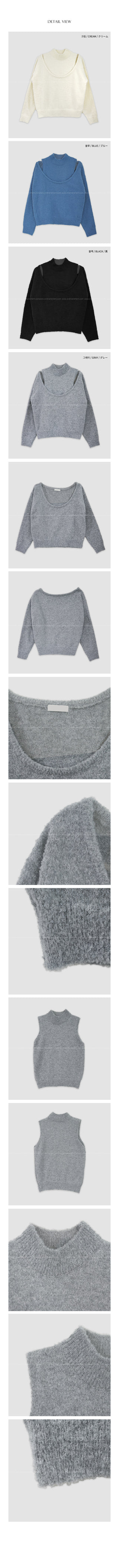 (Set) (4 colors) Off-shoulder layered knit set