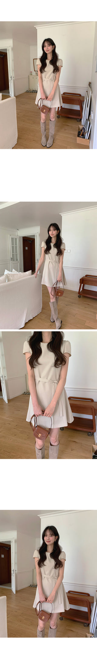 [2 colors] Belt Flexible Dress