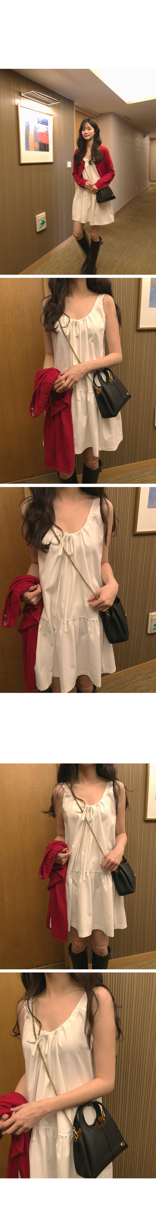 (2 colors) Ribbon Camisole Dress