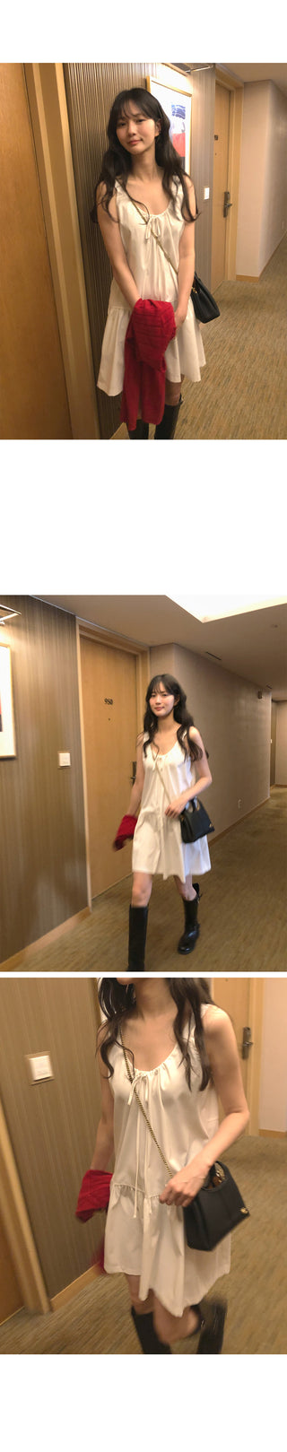 (2 colors) Ribbon Camisole Dress