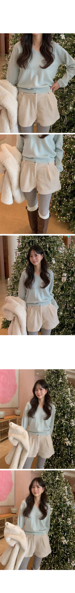 (3 colors) Cashmere pleated shorts