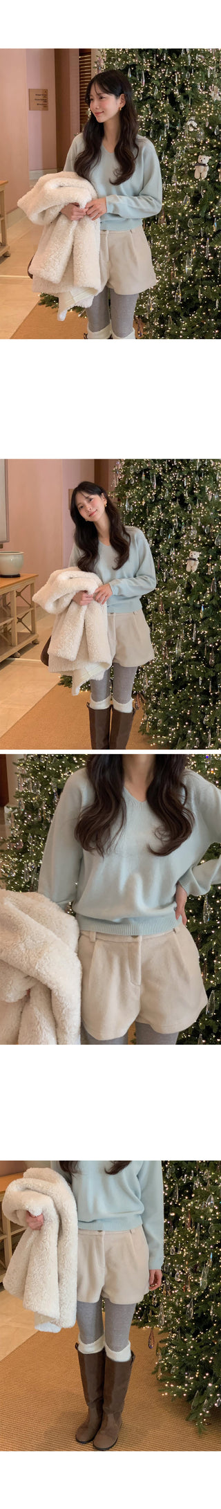 (3 colors) Cashmere pleated shorts