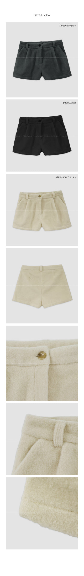 (3 colors) Cashmere pleated shorts