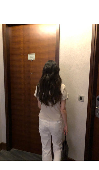 [[4]color] Off-shoulder shirred button T-shirt