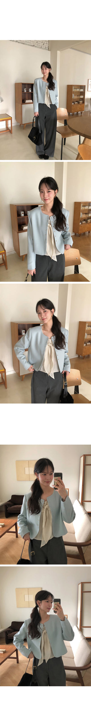 (3 colors) Blouse with tie