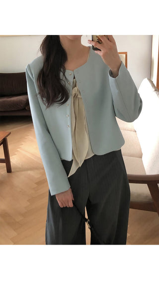 (3 colors) Blouse with tie