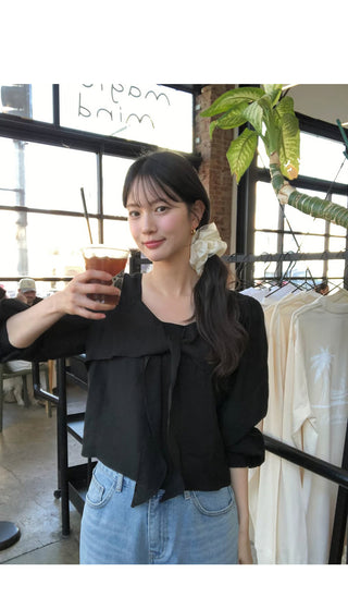 (3 colors) Blouse with tie