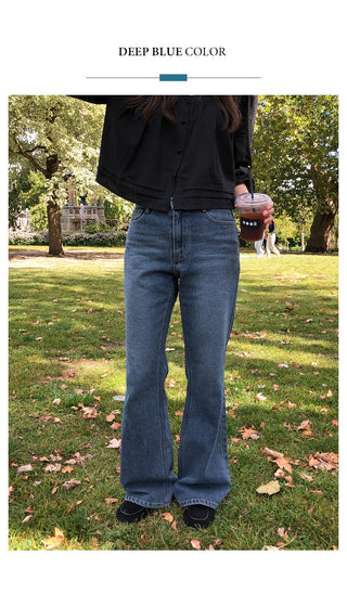 Semi-flare low-rise denim pants