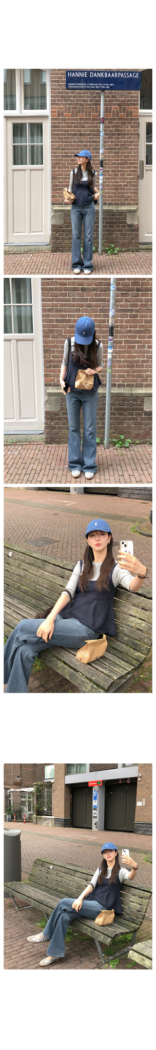 Semi-flare low-rise denim pants