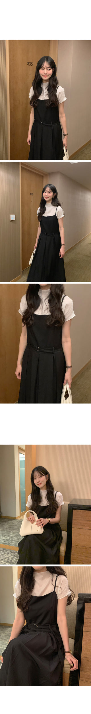 (2 colors) Pleated Long Sleeveless Dress
