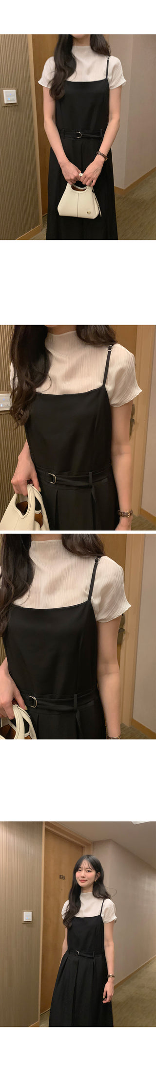 (2 colors) Pleated Long Sleeveless Dress
