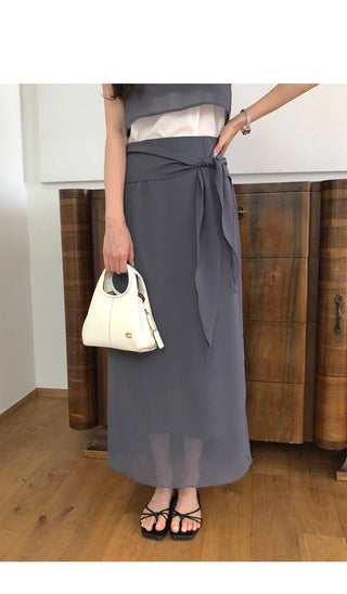 [3 colors] Mid-length skirt