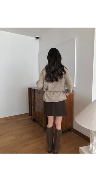(4 colors) V-neck Angora Knit