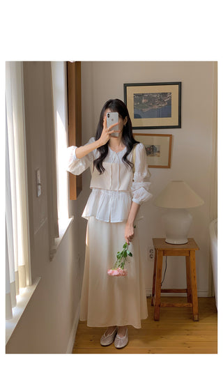 Satin long skirt