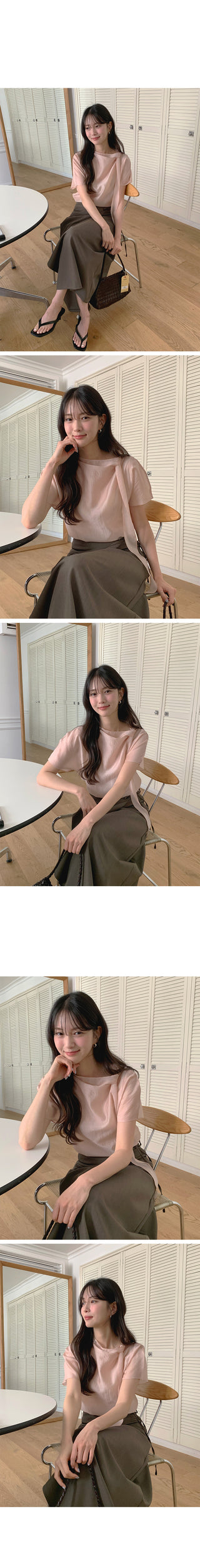 [3 colors] Tie blouse