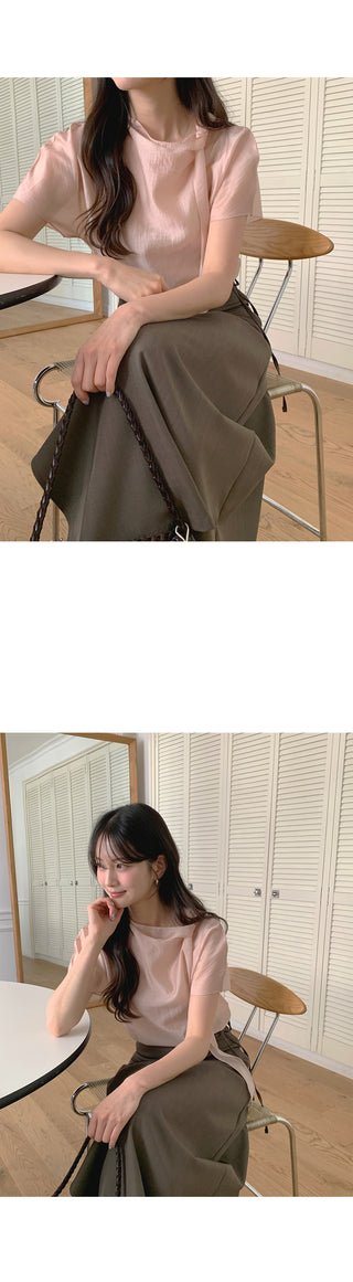 [3 colors] Tie blouse