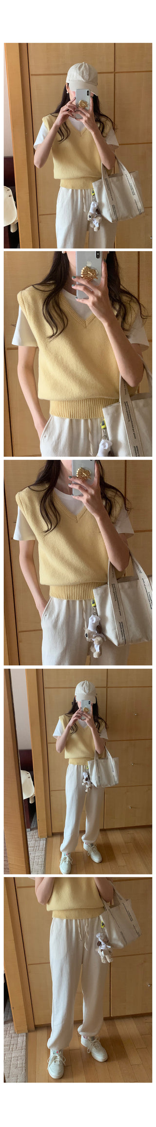 V-neck knit vest (9 colors)