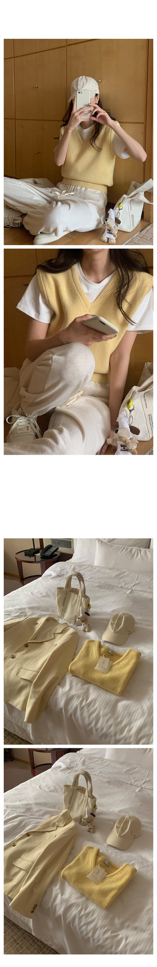 V-neck knit vest (9 colors)
