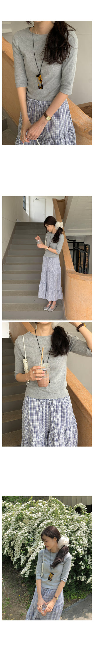 Ribbed 7/8 length T-shirt