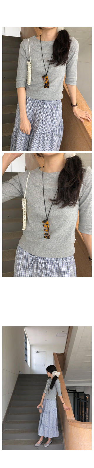 Ribbed 7/8 length T-shirt