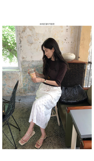 Ribbed 7/8 length T-shirt