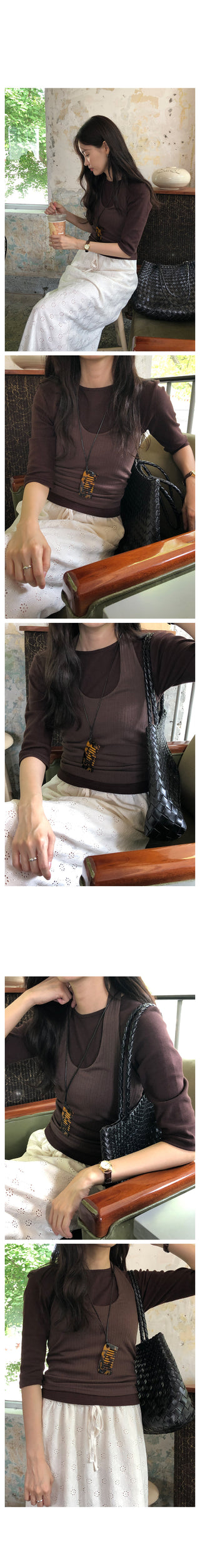 Ribbed 7/8 length T-shirt